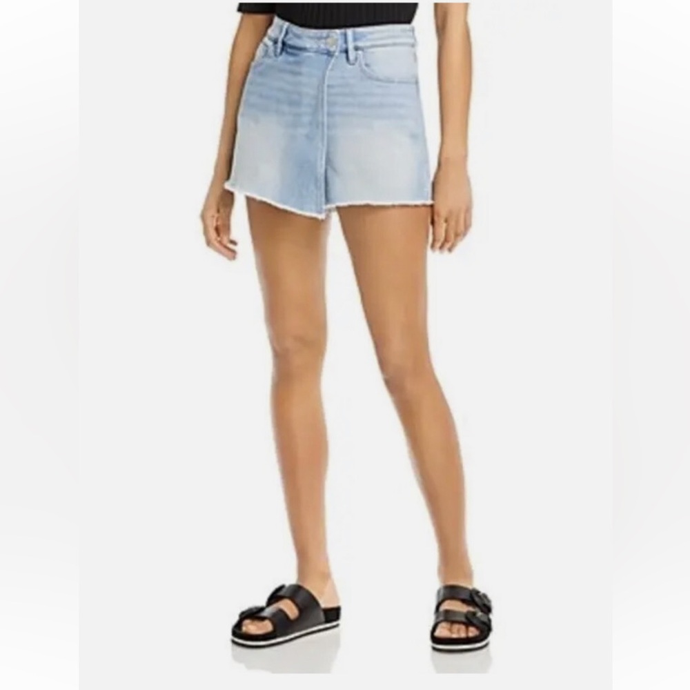 Aqua Denim Mini Skort Light Wash Faux Wrap Shorts Size 26